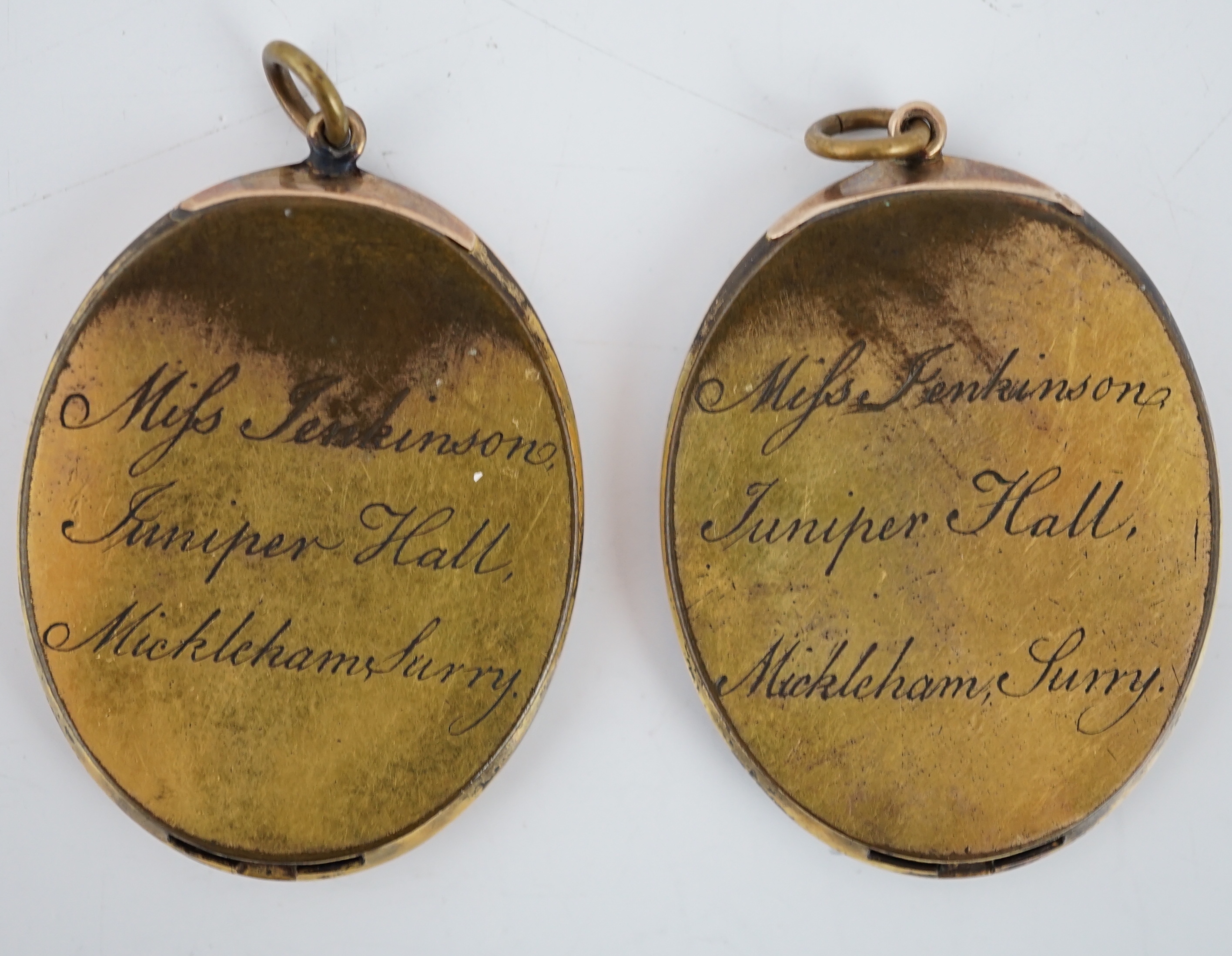 English School circa 1790, Portrait miniatures of an Army Officer and his wife (a pair), probably David Jenkinson and his wife, oil on ivory, 4 x 3cm. CITES Submission reference RFT2468C